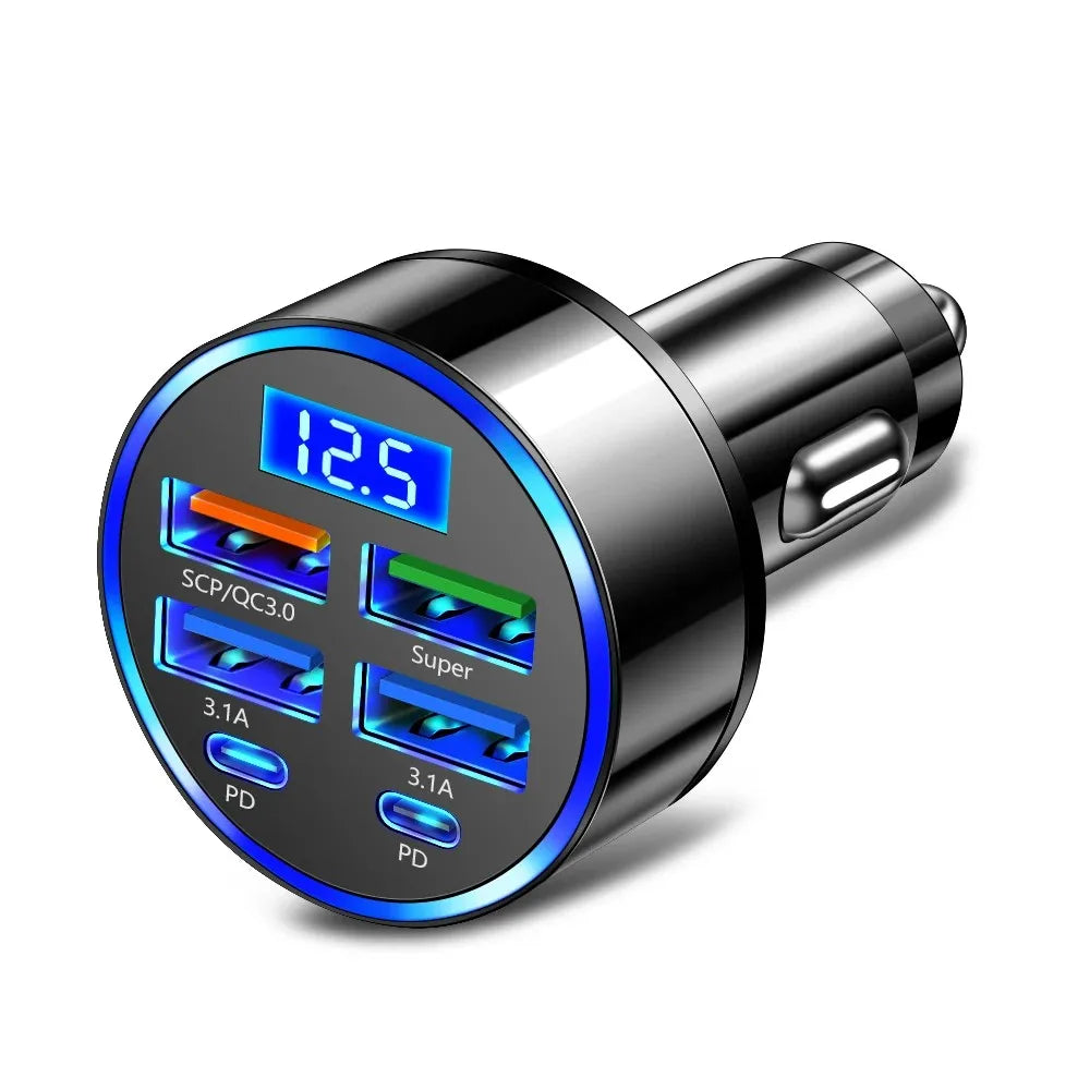 100W 6-Port Fast Car Charger – Power Up All Your Devices On the Go