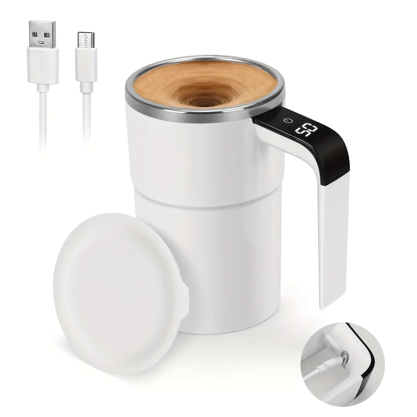 380ML Automatic Self-Stirring Magnetic Mug – Smart Thermal Cup with LCD Screen & USB Rechargeable