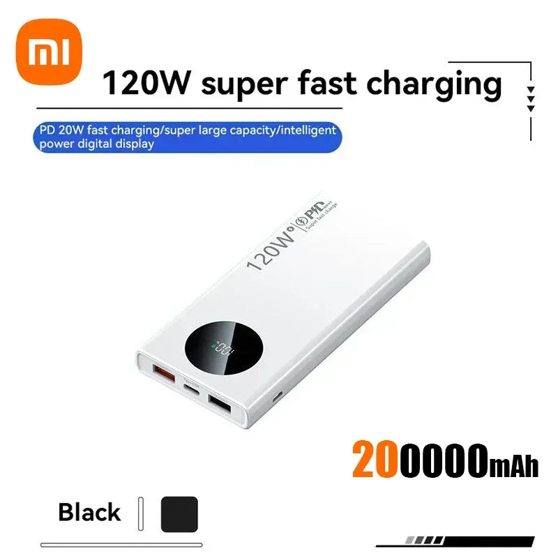 Xiaomi 200,000mAh Super Fast Charging Power Bank – 120W High-Speed Output | Massive Capacity | Portable Charger