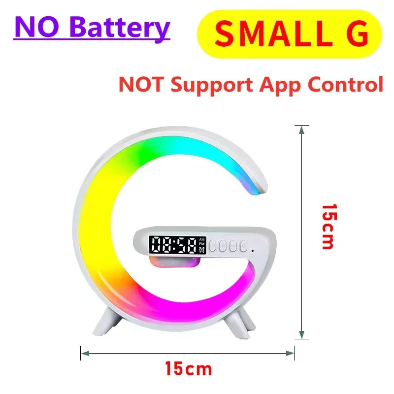 Multifunction Wireless Charger Stand with RGB Light, Alarm Clock &amp; Bluetooth Speaker