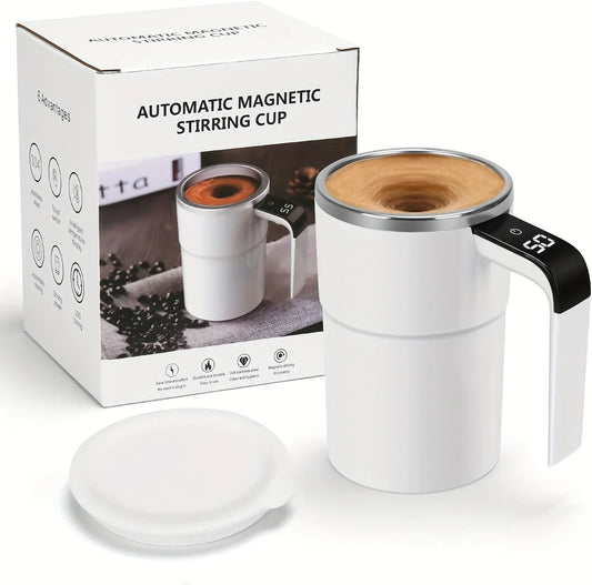 380ML Automatic Self-Stirring Magnetic Mug – Smart Thermal Cup with LCD Screen &amp; USB Rechargeable