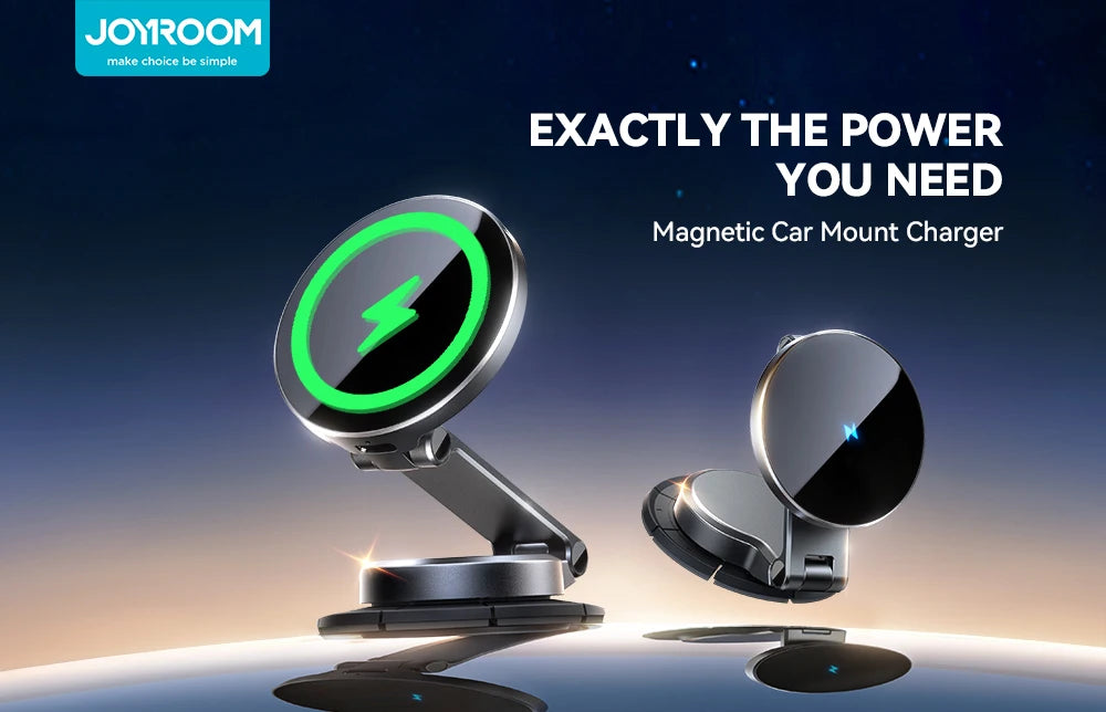 Joyroom Magnetic Wireless Car Charger – N55 Strong Magnet | 15W Fast Charging | 360° Rotation