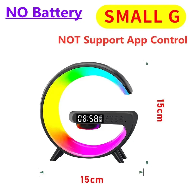 Multifunction Wireless Charger Stand with RGB Light, Alarm Clock &amp; Bluetooth Speaker
